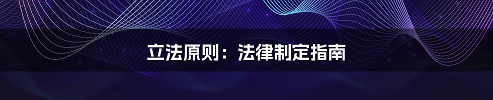 立法原则:法律制定指南