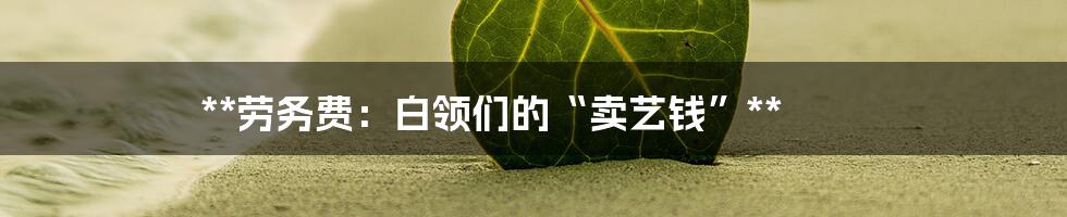 **劳务费:白领们的“卖艺钱”**