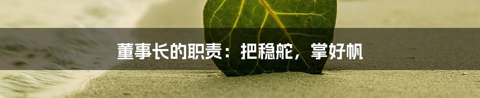 董事长的职责：把稳舵，掌好帆