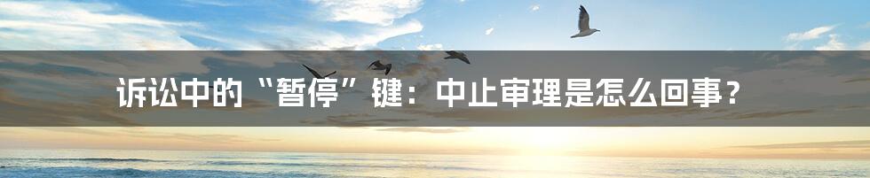 诉讼中的“暂停”键:中止审理是怎么回事?
