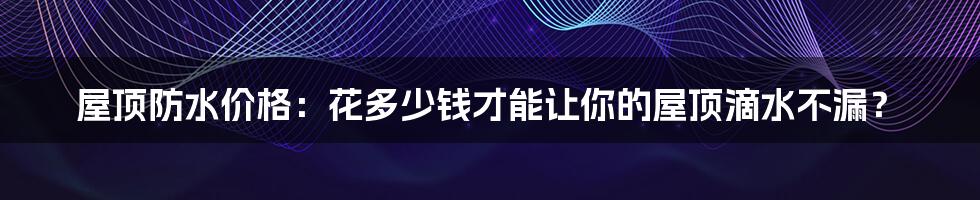 屋顶防水价格:花多少钱才能让你的屋顶滴水不漏?