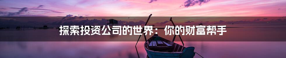 探索投资公司的世界:你的财富帮手