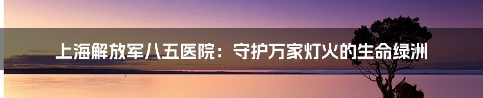 上海解放军八五医院：守护万家灯火的生命绿洲