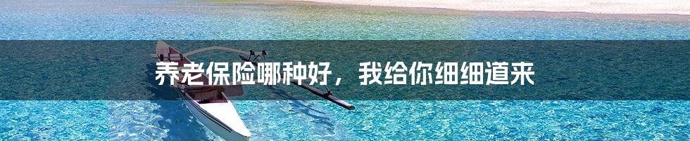 养老保险哪种好,我给你细细道来