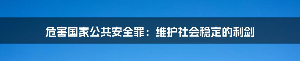 危害国家公共安全罪：维护社会稳定的利剑