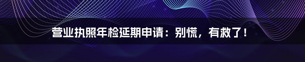 营业执照年检延期申请:别慌,有救了!