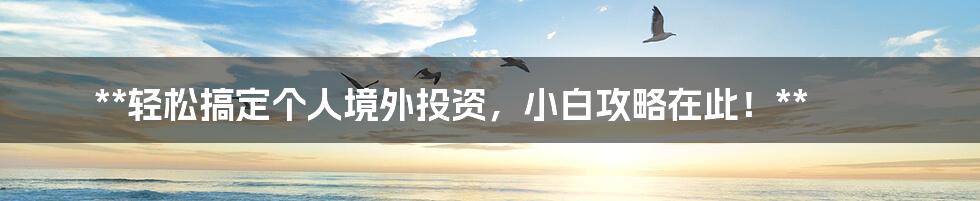 **轻松搞定个人境外投资,小白攻略在此!**