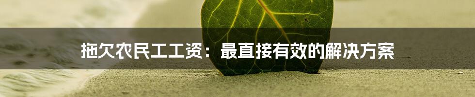 拖欠农民工工资：最直接有效的解决方案