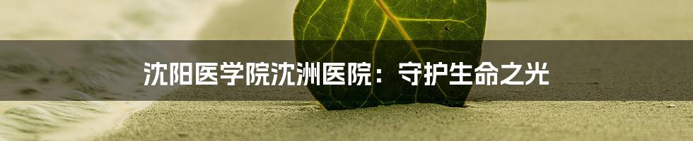 沈阳医学院沈洲医院:守护生命之光