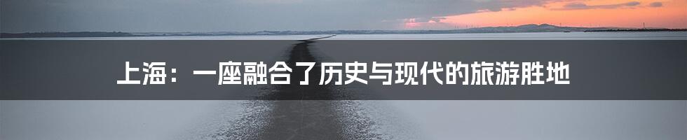 上海：一座融合了历史与现代的旅游胜地