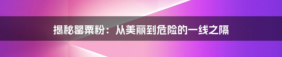 揭秘罂粟粉:从美丽到危险的一线之隔