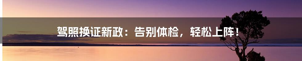 驾照换证新政：告别体检，轻松上阵！