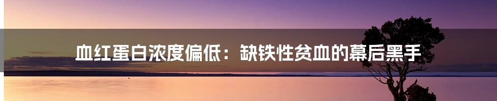 血红蛋白浓度偏低：缺铁性贫血的幕后黑手