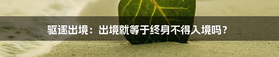 驱逐出境：出境就等于终身不得入境吗？