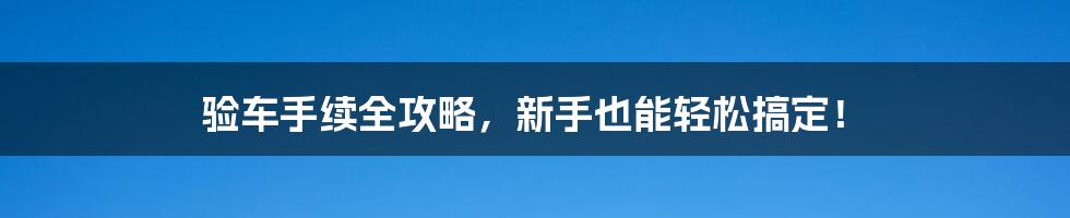 验车手续全攻略，新手也能轻松搞定！