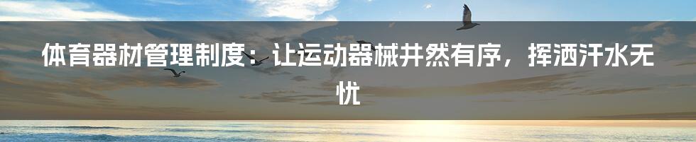 体育器材管理制度：让运动器械井然有序，挥洒汗水无忧