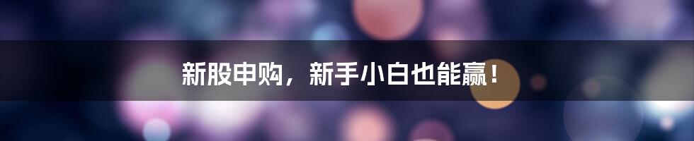 新股申购，新手小白也能赢！