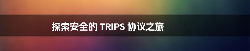 探索安全的 TRIPS 协议之旅