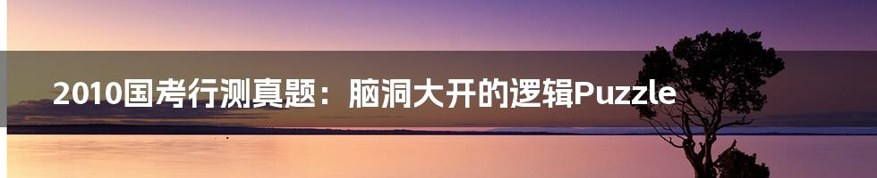 2010国考行测真题:脑洞大开的逻辑Puzzle