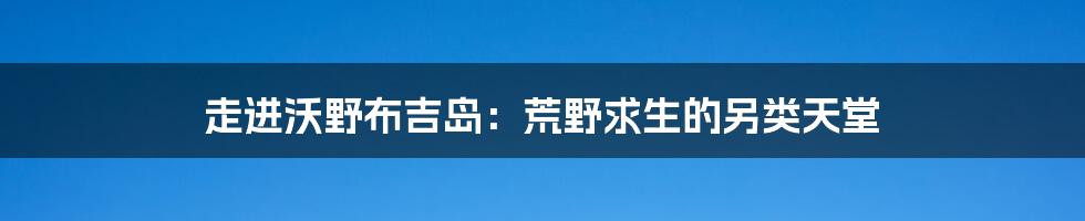 走进沃野布吉岛:荒野求生的另类天堂