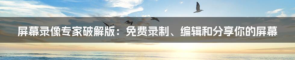 屏幕录像专家破解版:免费录制、编辑和分享你的屏幕