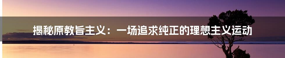 揭秘原教旨主义:一场追求纯正的理想主义运动