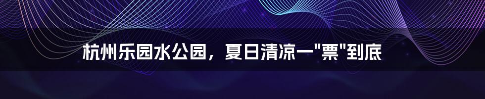 杭州乐园水公园,夏日清凉一"票"到底