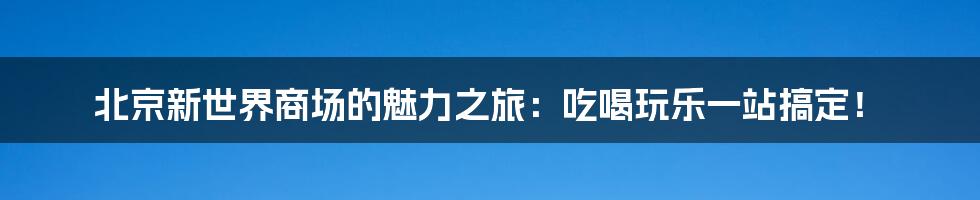 北京新世界商场的魅力之旅:吃喝玩乐一站搞定!