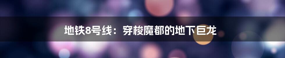 地铁8号线：穿梭魔都的地下巨龙