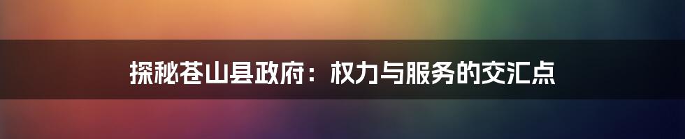 探秘苍山县政府:权力与服务的交汇点