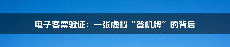 电子客票验证:一张虚拟“登机牌”的背后