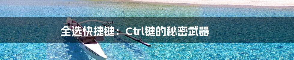全选快捷键:Ctrl键的秘密武器