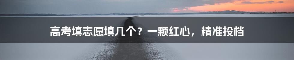 高考填志愿填几个？一颗红心，精准投档