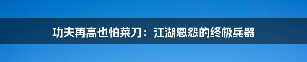 功夫再高也怕菜刀：江湖恩怨的终极兵器