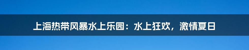 上海热带风暴水上乐园:水上狂欢,激情夏日