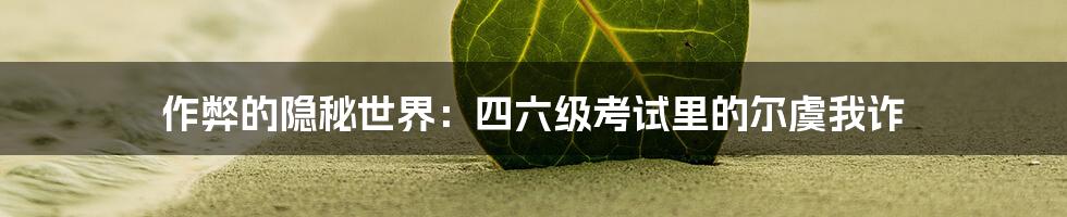作弊的隐秘世界:四六级考试里的尔虞我诈