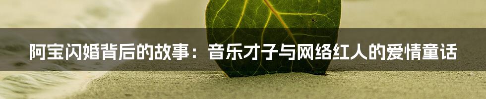 阿宝闪婚背后的故事:音乐才子与网络红人的爱情童话