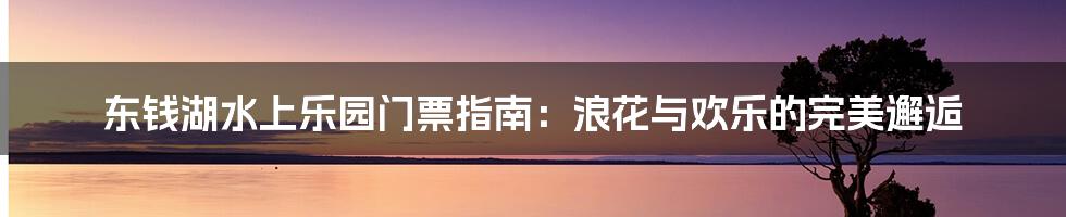 东钱湖水上乐园门票指南:浪花与欢乐的完美邂逅