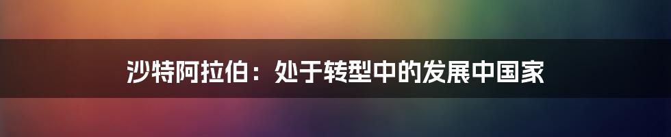 沙特阿拉伯：处于转型中的发展中国家