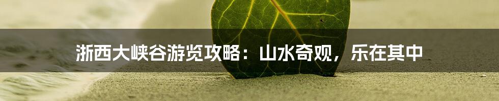 浙西大峡谷游览攻略：山水奇观，乐在其中