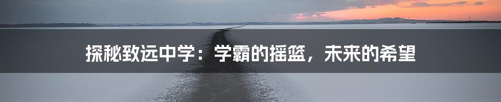 探秘致远中学:学霸的摇篮,未来的希望