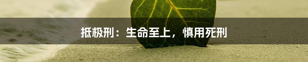 抵极刑:生命至上,慎用死刑