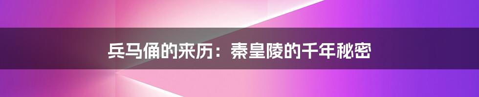 兵马俑的来历：秦皇陵的千年秘密