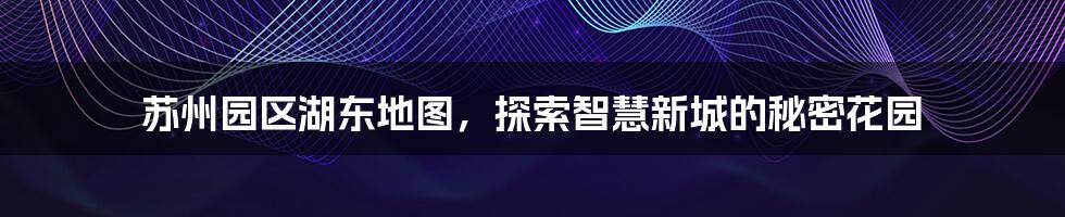 苏州园区湖东地图,探索智慧新城的秘密花园