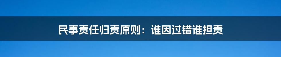 民事责任归责原则：谁因过错谁担责