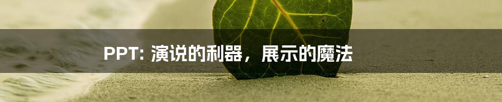 PPT: 演说的利器，展示的魔法