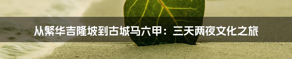 从繁华吉隆坡到古城马六甲:三天两夜文化之旅