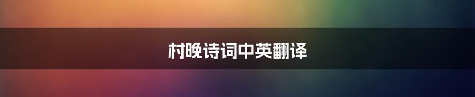 村晚诗词中英翻译