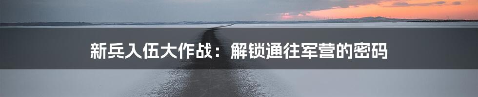 新兵入伍大作战：解锁通往军营的密码