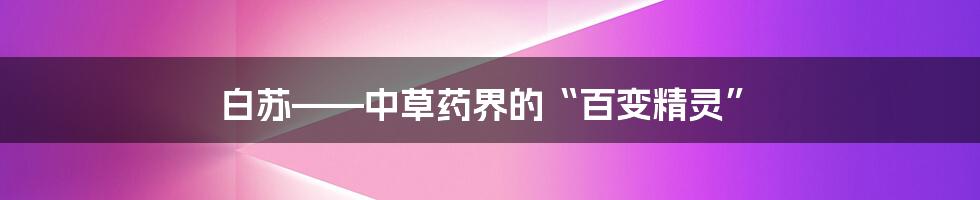 白苏——中草药界的“百变精灵”